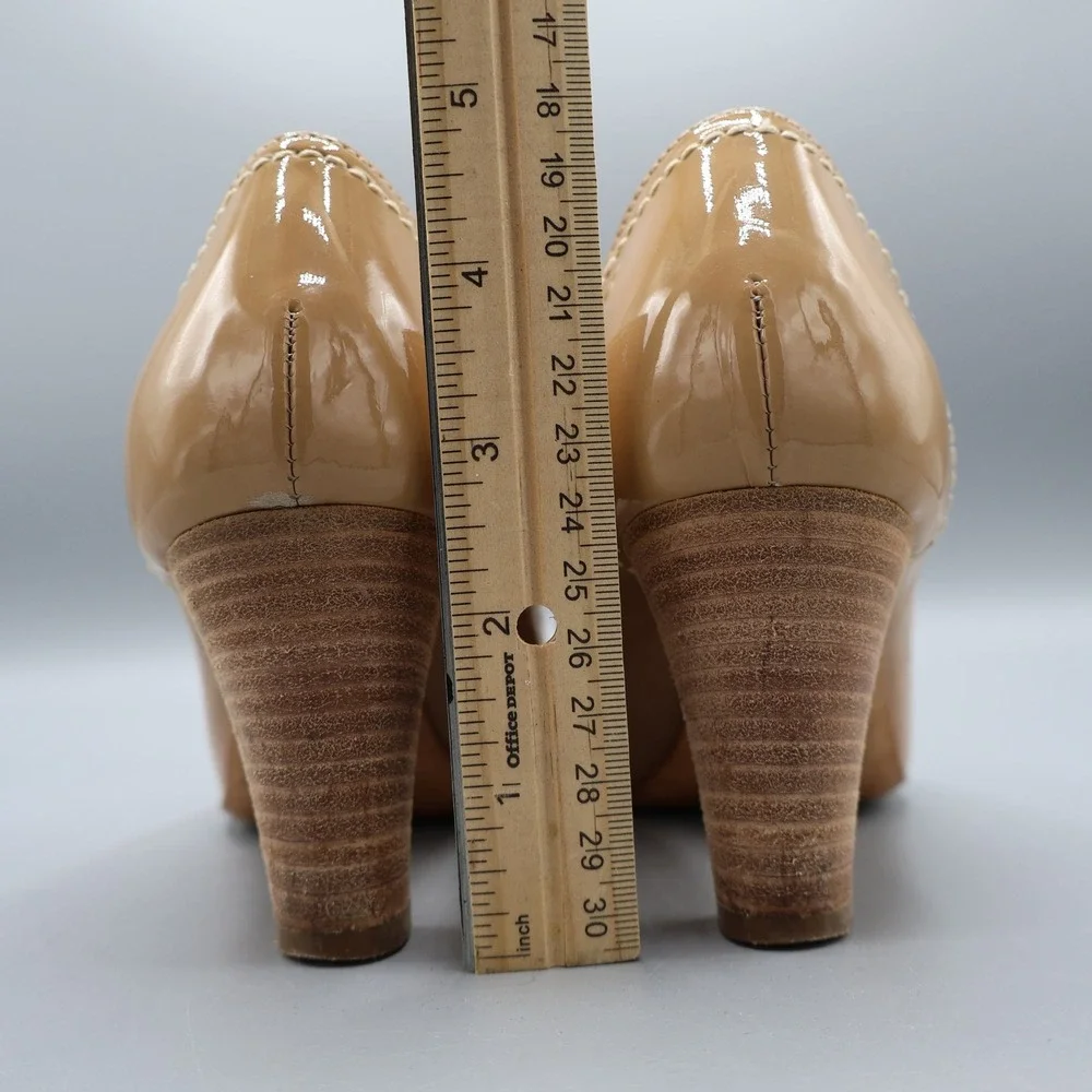 AGL Patent‎ Leather Pumps Womens 35.5 Tan Classic Old Money Career Professional